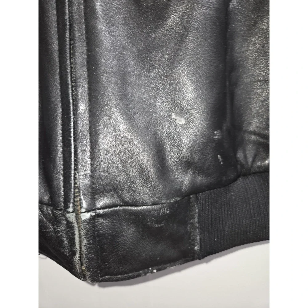 Leather Zippered Men's Jacket Black Size 3XL Roca Wear - Picture 4 of 13